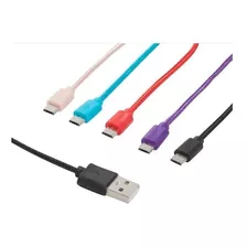 Cabo Micro Usb V8 Nylon Trançado Reforçado 1 Metro Coloridos