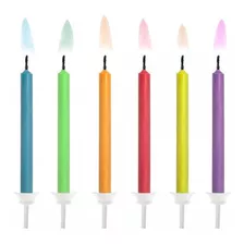 Velas Con Llama A Color Blister X 10 Uni. Colores Cumpleaños