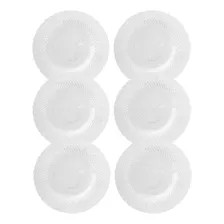 Pack X6un Plato Playo Vidrio Barroco Transparente 