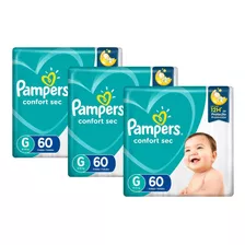 Kit Fraldas Pampers Confort Sec Super Tamanho G 180 Unidades