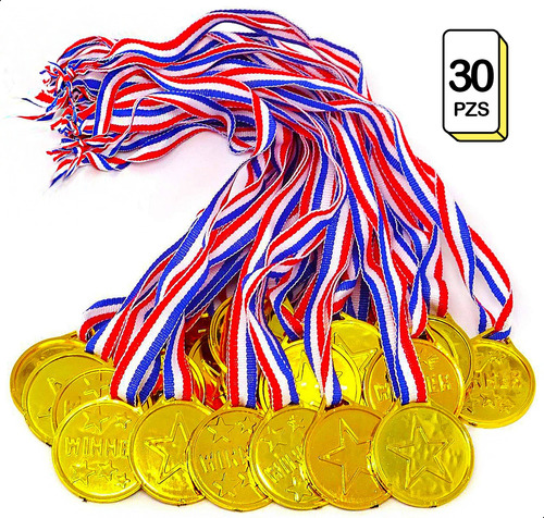 30pzs Medallas Deportivas De Oro Ligero Plástico Para Niños