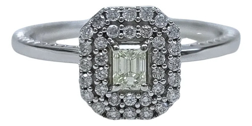 Anel Chuveiro Retangular Ouro 18k E Diamantes 0,31ct Branco 14