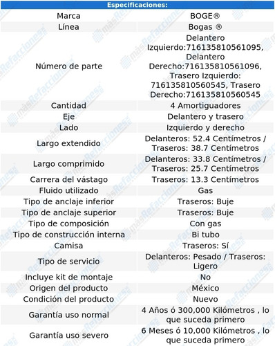 4 Amortiguadores Gas Chevrolet Zafira 2002-2006 Boge Bogas Foto 2