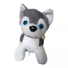 Cachorro Husky Cinza De Pelúcia Sentado 23cm Top