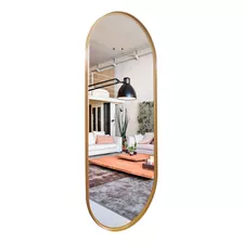 Espelho Oval Decorativo Moldura Metal Para Lavabo 140x80cm Moldura Dourado