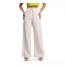 Calça Pantalona Jeans E Linho Wideleg Flair Premium