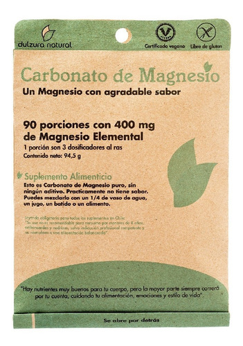 Carbonato De Magnesio / 400mg / Cuerpo Sano / Sin Gluten