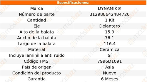 Balatas Ceramicas Del Acura Rl V6 3.7l 09/12 Dynamik Foto 3