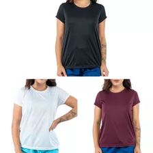 Kit 3 Camisetas Dry Fit Femininas Treinos Academia