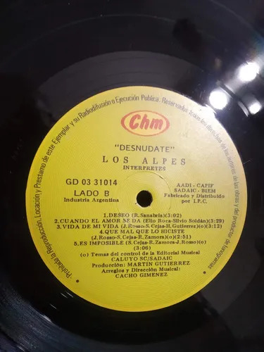 Los Alpes - Desnudate - vinilo 1991