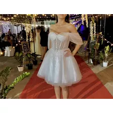 Vestido De Gala Juvenil- Corto-cintura Corset Con Encaje