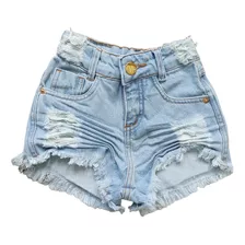 Short Jeans Menina Modelo Infantil Amassadinho Moda Casual