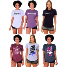 Kit 6 Camiseta Longline Feminina Mxd Conceito Casual Fitness