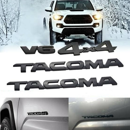 Emblema Letras Tacoma + V6 + 4x4 Negro + Regalo Toyota 06-15 Foto 2