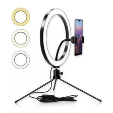 Ring Light Tripé 8 Pol 20cm 3 Cores Selfie Vídeos Make Foto