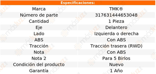 1- Maza Delantera Izq/der Con Abs Bmw M3 V8 4.0l 08/13 Tmk Foto 2