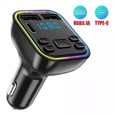 Cargador Auto Usb Bluetooth Reproductor Mp3 Sd Fm Luz Rgb