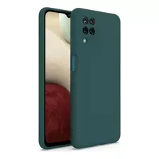 Capa Capinha Compatível Com Galaxy A12 Silicone Aveludado Cor Verde Militar