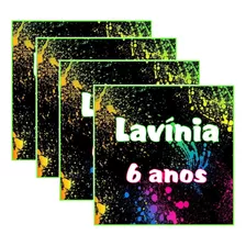 40 Rótulo Adesivo 9x9 Cm Festa Balada Neon Personalizado