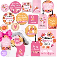 Kit Imprimible Día Mujer Hermosa Tags Etiquetas Stickers