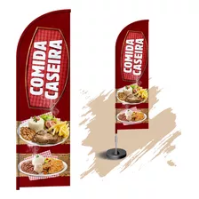 Wind Banner Dupla Face 3mt Completo Comida Caseira