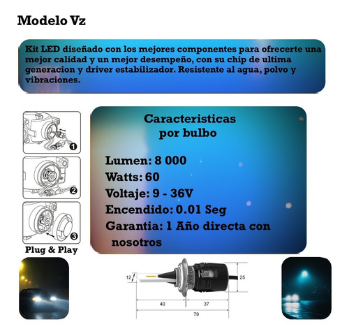 Dz Bulbo Led Tipo Xenon 16 000lm Niebla H1 Xk8 2000 Whd Foto 2