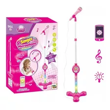 Microfone Infantil Brinquedo Karaoke Com Pedestal Som E Luz