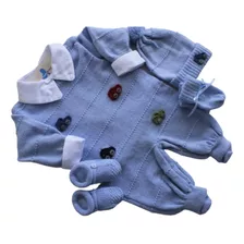 Saída De Maternidade De Bebe Menino Em Tricot 