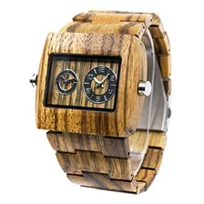 Relojes De Madera Con Esfera Cuadrada Para Hombre Bewell W02