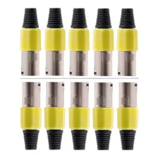 Kit C/ 10 Conectores Cannon Macho Plástico Storm Amarelo