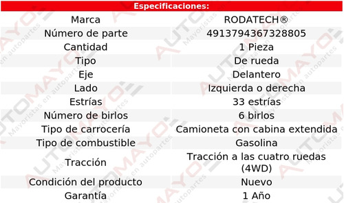 1 - Maza De Rueda Del Rodatech K2500 Suburban V8 5.7l 92-94 Foto 5