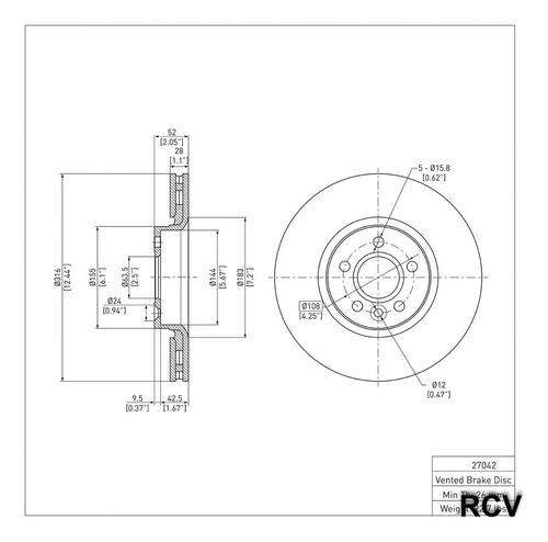 Disco Frenos  Delantera Para Land Rover Lr2   2010 Foto 4