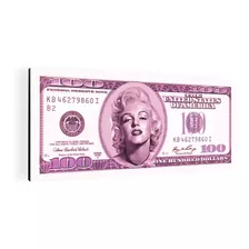 Cuadro Mural Billete Marilyn Monro Rosa Panoramico 90x37 Mdf