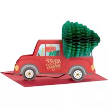 Tarjeta De Navidad 3d Camion Navideño - Regalo Festivo