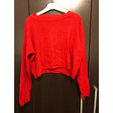 Sweater Rojo Crop De Mujer Talle Único