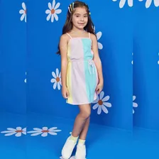 Vestido Infantil Verão Malha Colorido Tam 6 A 14 - Infanti