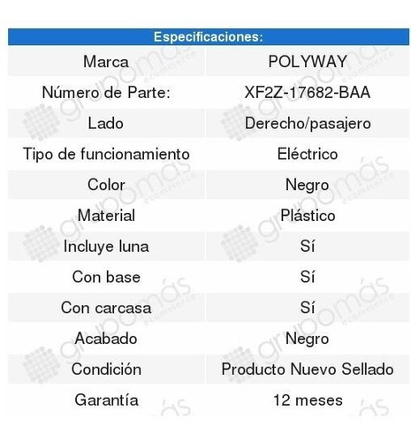 Espejo Electrico Ford Windstar Derecho 2003 Foto 2