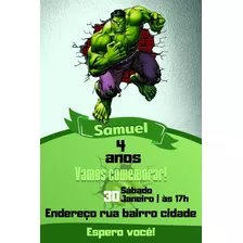 Convite De Aniversário Digital Festa Hulk