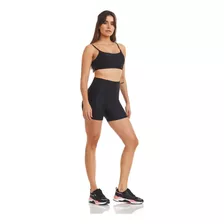 Conjunto Fitness Top E Shorts Jaguar Preto Caju Brasil