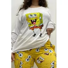 Pijama Largo Manga Larga Pantalón Mujer Conjunto Animados