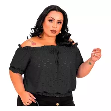 Blusa Feminina Plus Size Cropped Ciganinha Ombro Ombro Gg G1