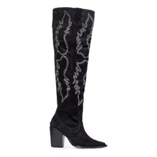 Botas Texanas Mujer Cuero Gamuzado Dama Fiori Volter Cristal