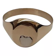 Anillo Sello Oro 18 K Ovalado 0,9 Grs Chico Aplique Corazon 