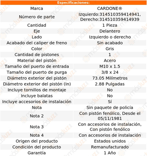 (1) Caliper O Mordaza Del Izq O Der Mercury Marquis 81/82 Foto 5