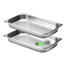 Kit 2cubas Gastronomicas Gn1/1x65mm Profundidade Em Aço Inox