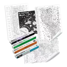 Set 4 Mapas Gigantes Para Colorear (cuotas Sin Interés)