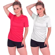 Kit 2 Camiseta Feminina Dry Fit Básica Baby Look Treino