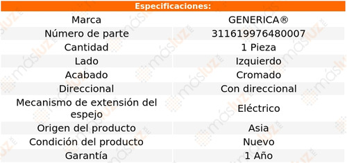 1- Espejo Izq Elect Crom Toyota Land Cruiser 16/19 Genrica Foto 2