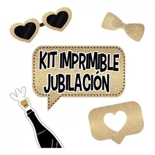 Imprimible Photo Prop Carteles Divertidas Jubilacion Glitter