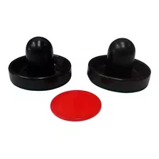 2 Rebatedores Pret 9,5cm+1 Disco 6,4cm Air Game / Air Hockey